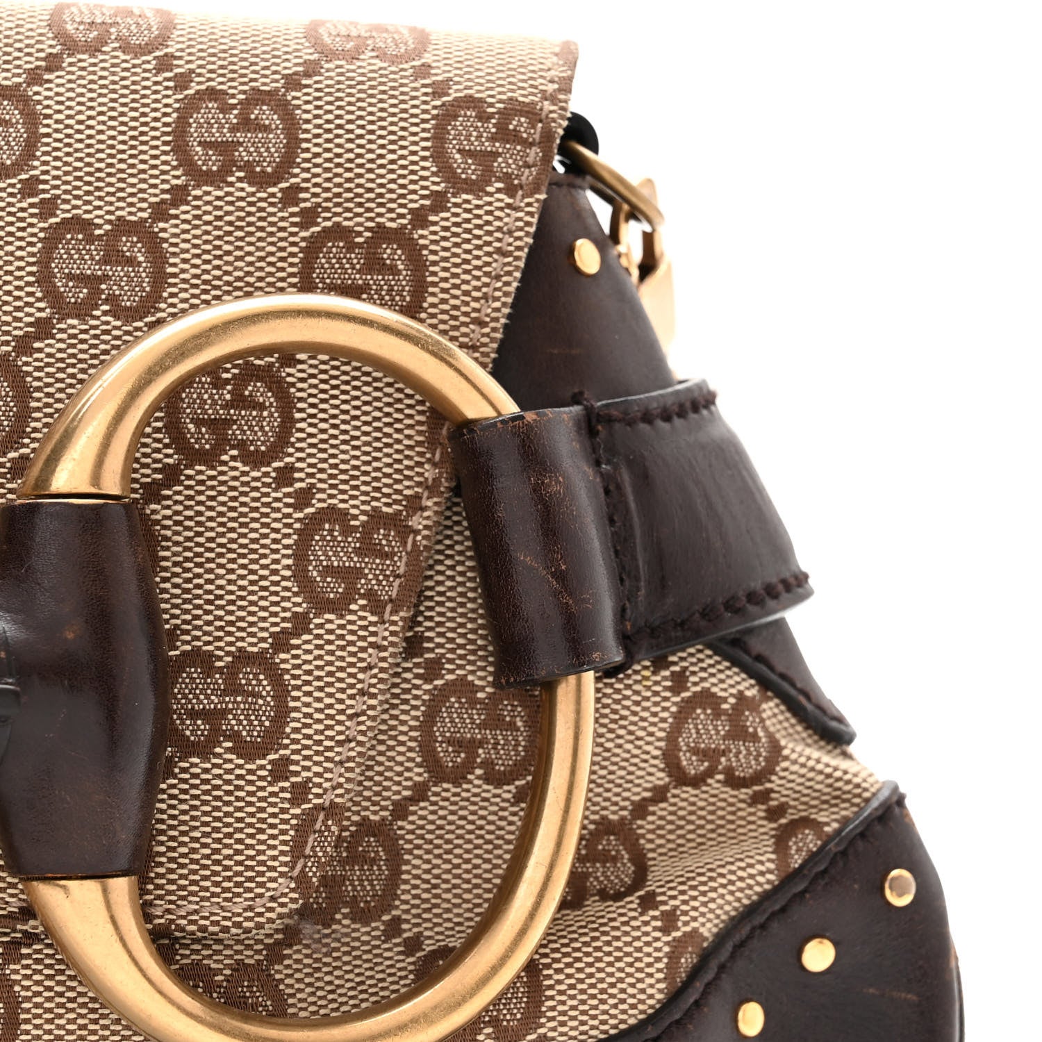 Gucci Monogram Horsebit Clutch Dark Brown 14 of 18