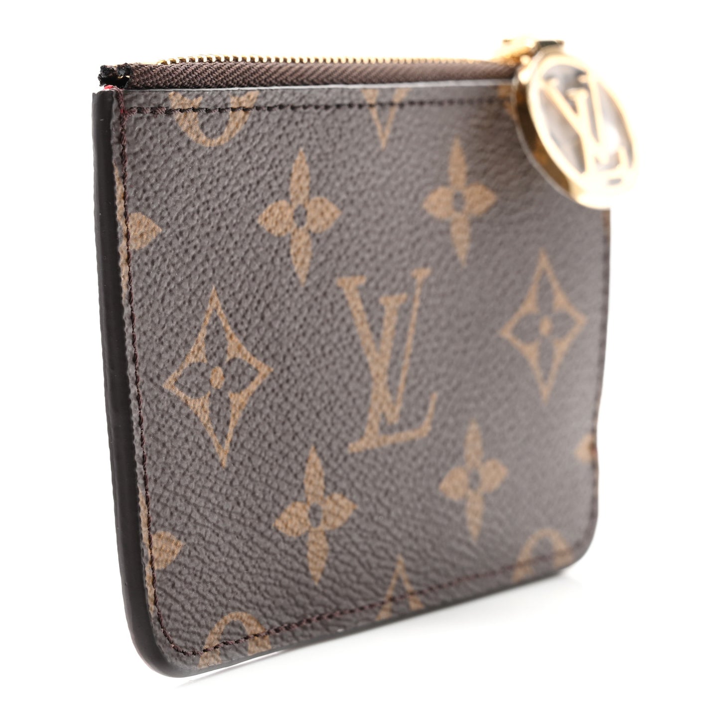 Monogram Zipped Romy Card Holder Red