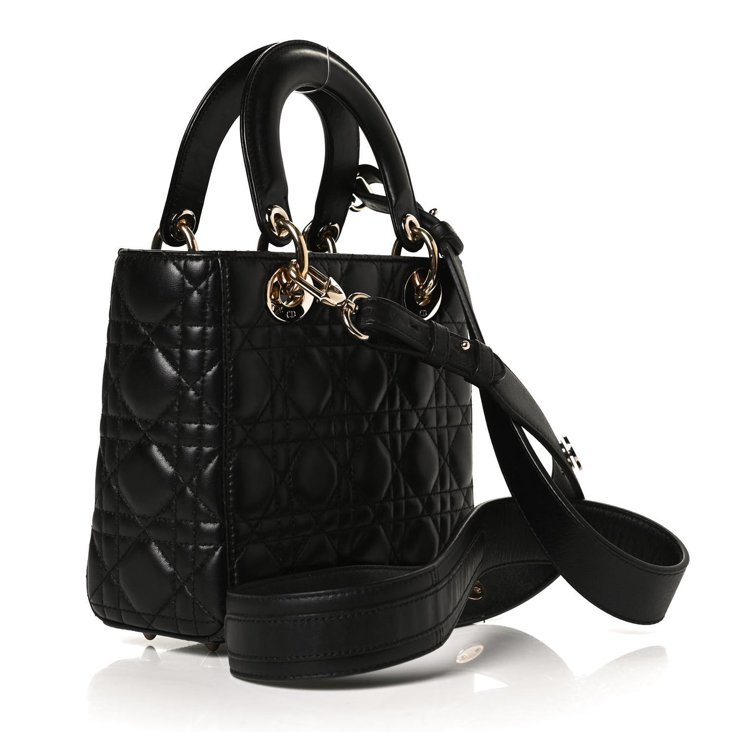 Lambskin Cannage Small Lucky Badges My Lady Dior Black