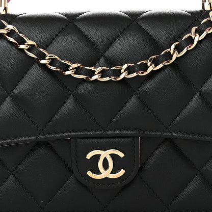 Chanel Lambskin Quilted Flap Phone Holder With Chain Black Lilac 12 of 15