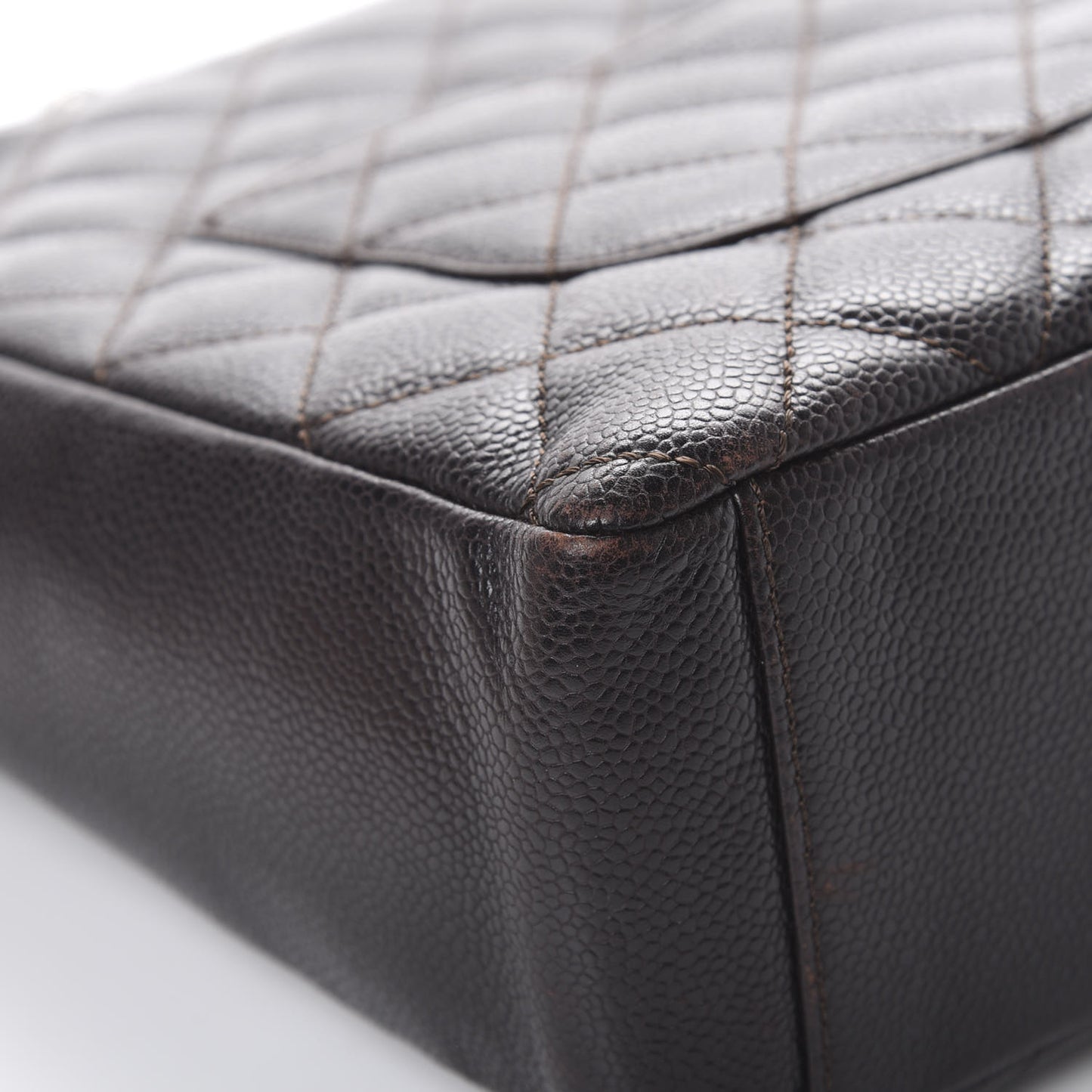 Caviar Petit Shopping Tote PST Dark Brown