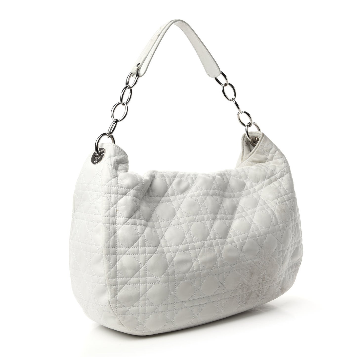 Lambskin Cannage Medium Dior Soft Hobo White