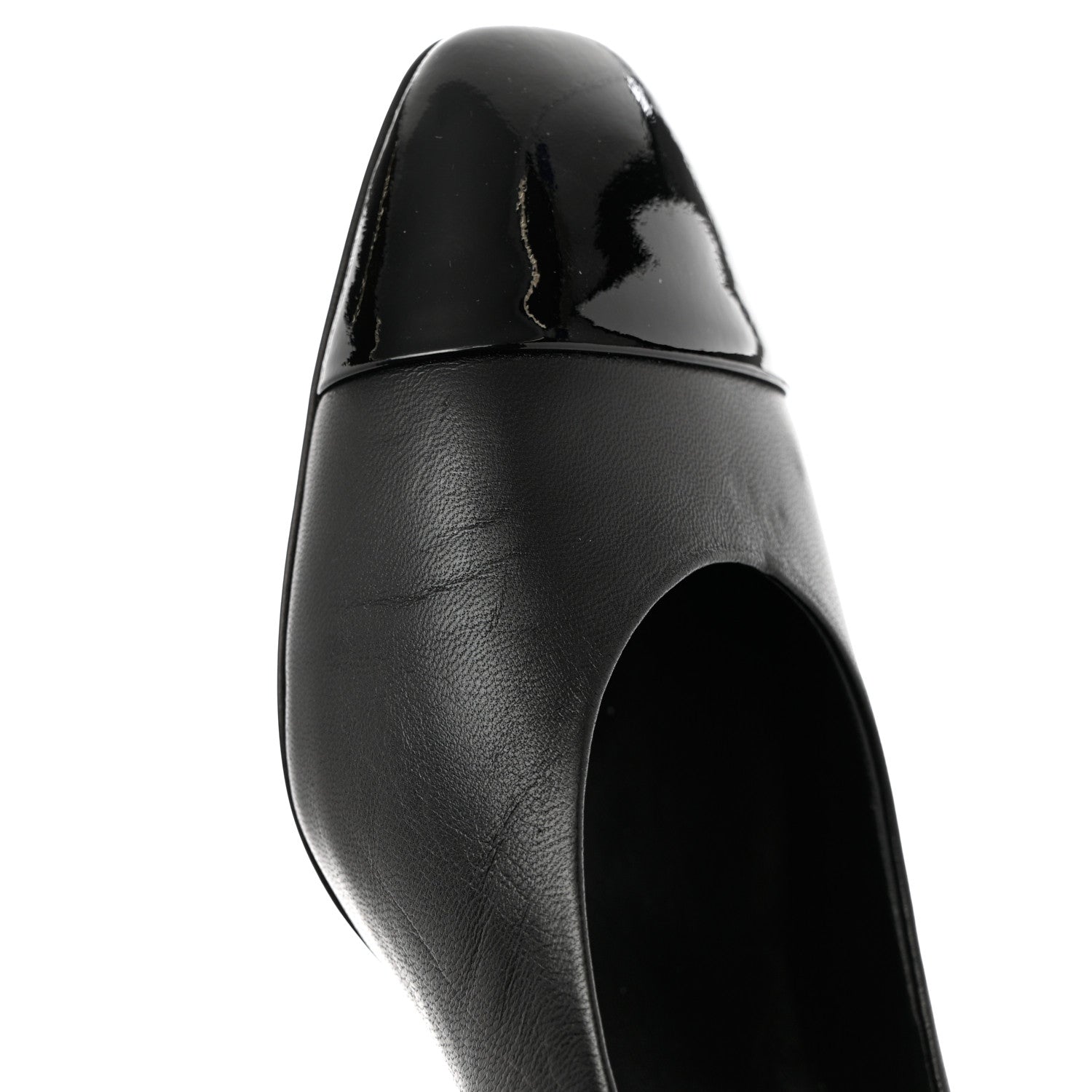 Chanel Lambskin Patent Calfskin Cap Toe CC Pumps 38 Black 10 of 14