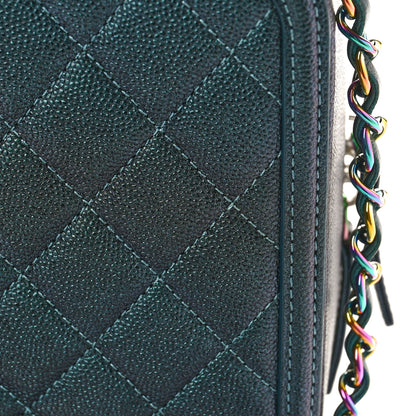 Chanel Iridescent Caviar Quilted Medium CC Filigree Vanity Case Dark Turquoise 12 of 13