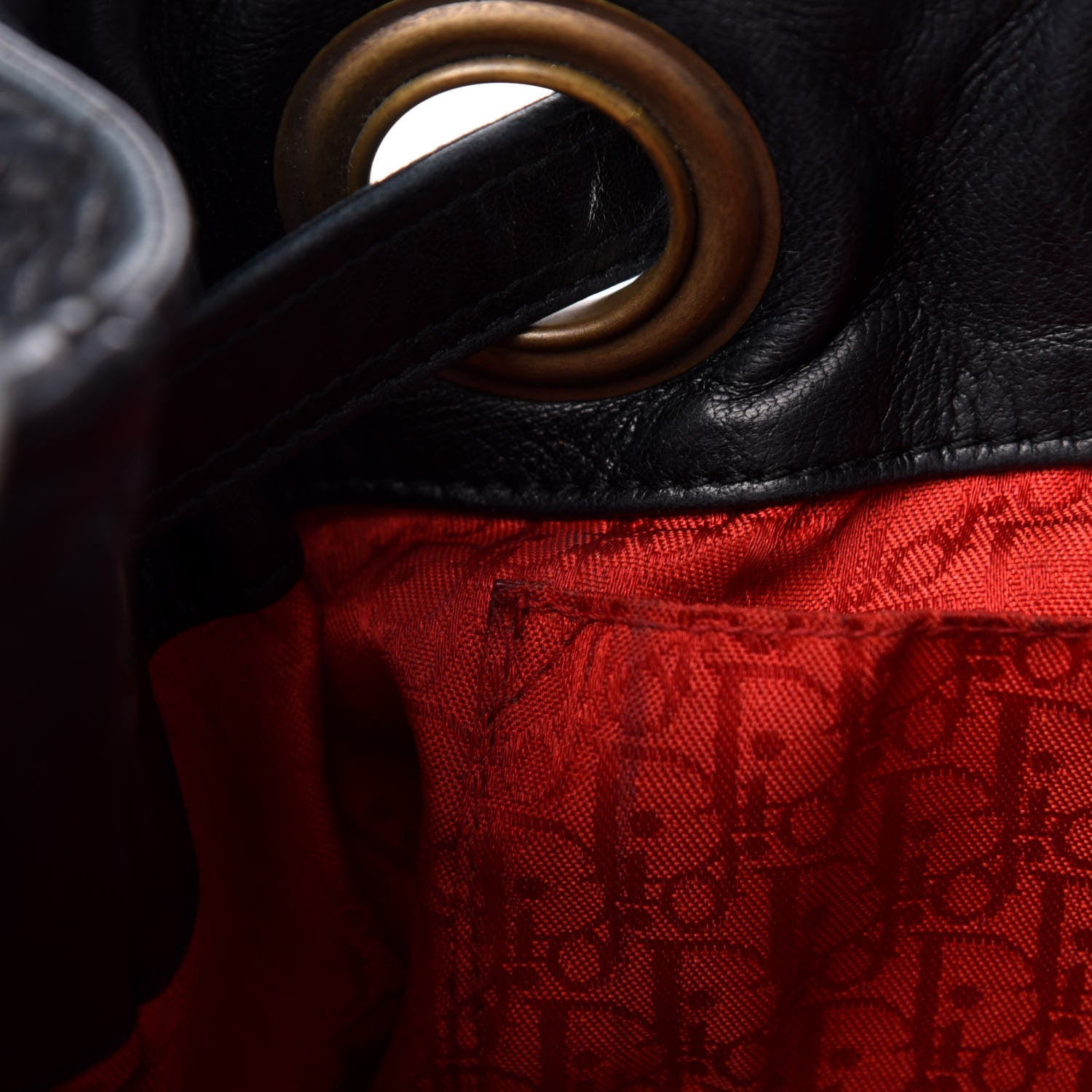 Christian Dior Lambskin Cannage Drawstring Bag Black 11 of 17