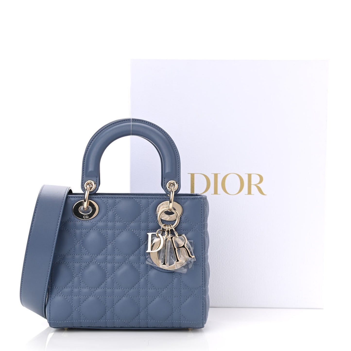 Lambskin Cannage Small My Lady Dior Blue Grey