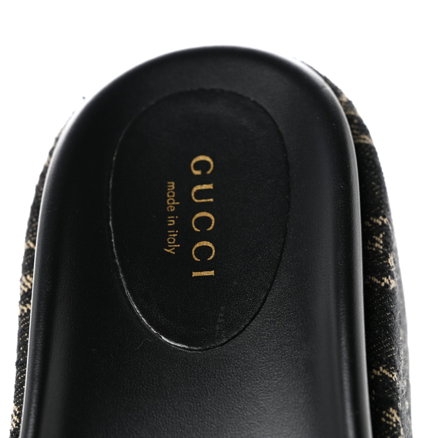 Jacquard Black Denim GG Monogram Angelina Platform 55mm Slide Sandals 38.5 Black Ivory