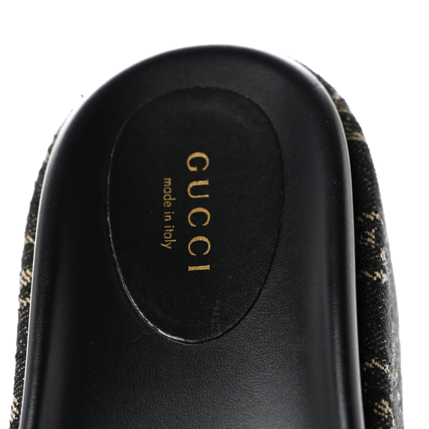 Gucci Jacquard Black Denim GG Monogram Angelina Platform 55mm Slide Sandals 38.5 Black Ivory 10 of 12