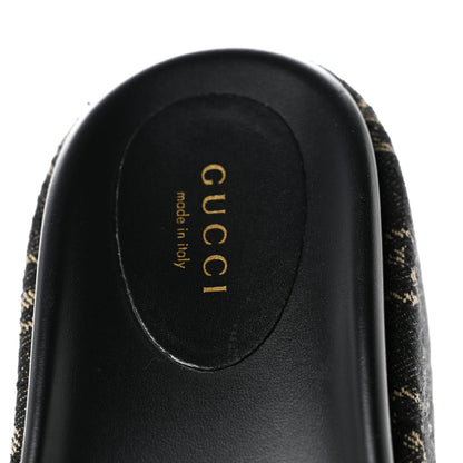 Gucci Jacquard Black Denim GG Monogram Angelina Platform 55mm Slide Sandals 38.5 Black Ivory 10 of 12