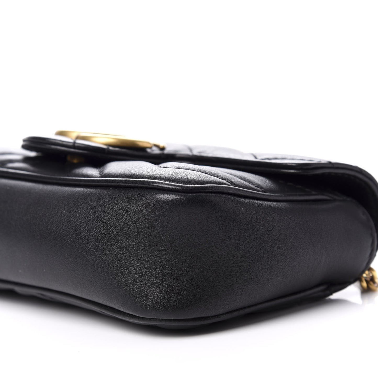 Calfskin Matelasse Super Mini GG Marmont Shoulder Bag Black