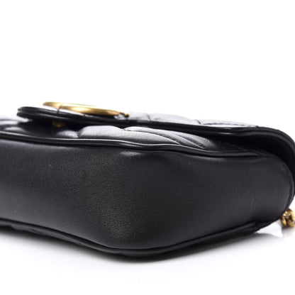 Gucci Calfskin Matelasse Super Mini GG Marmont Shoulder Bag Black 8 of 9