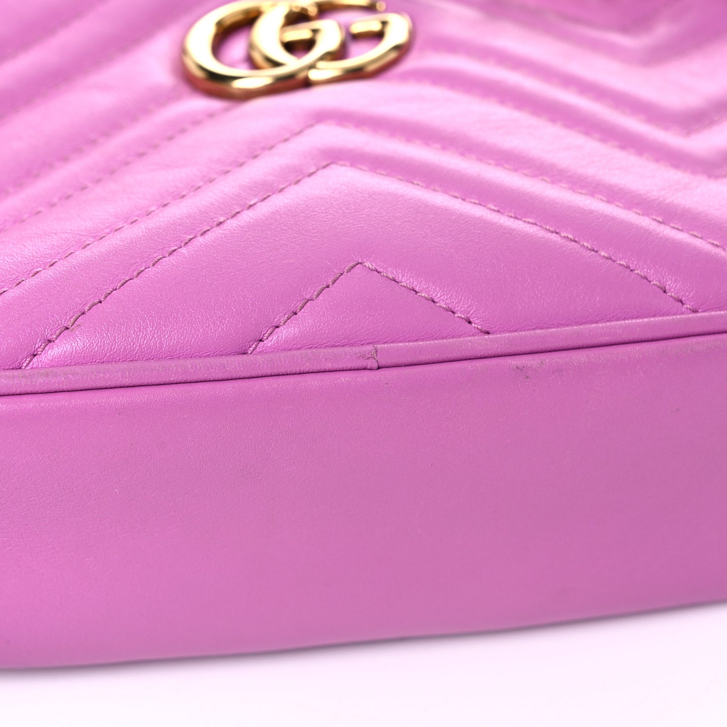 Calfskin Matelasse Mini GG Marmont Chain Shoulder Bag Candy Mousse