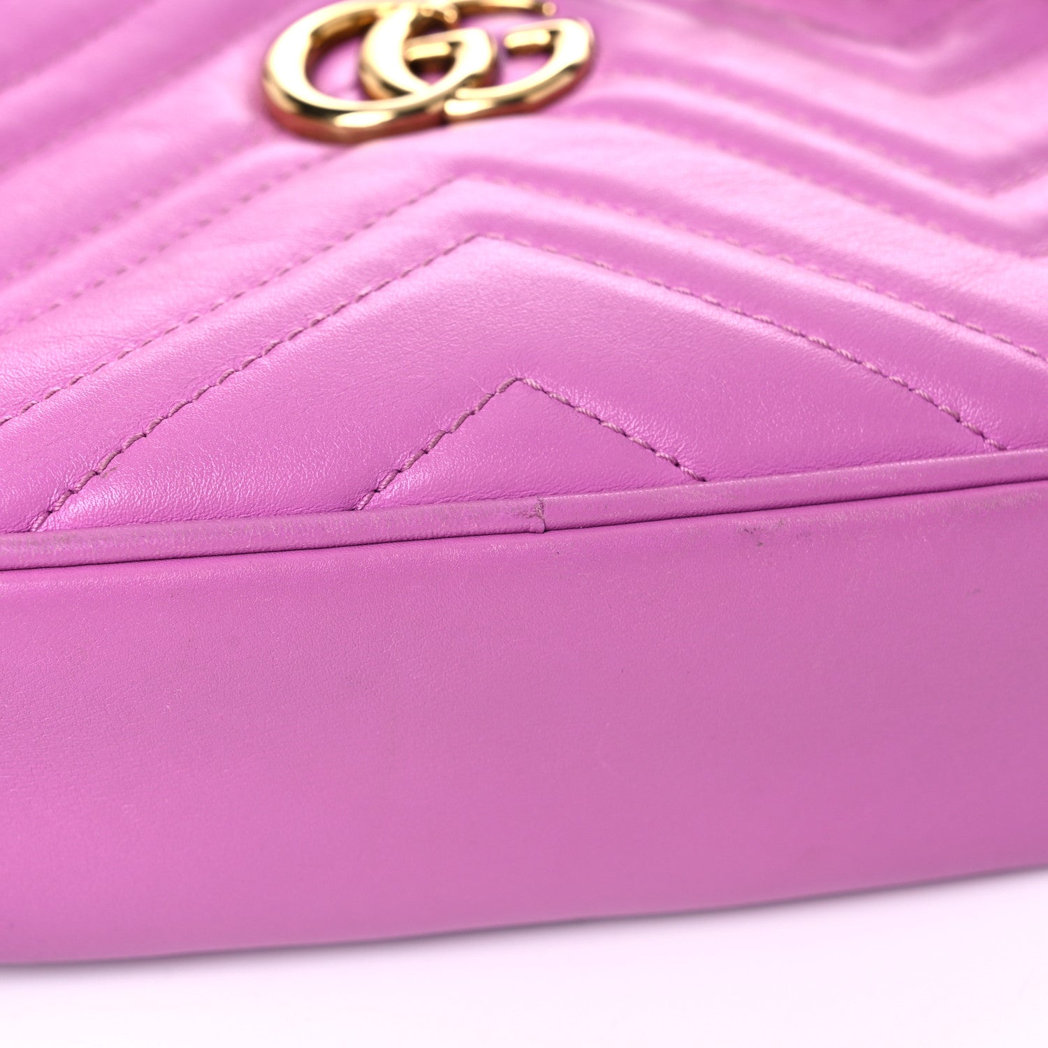 Gucci Calfskin Matelasse Mini GG Marmont Chain Shoulder Bag Candy Mousse 16 of 23