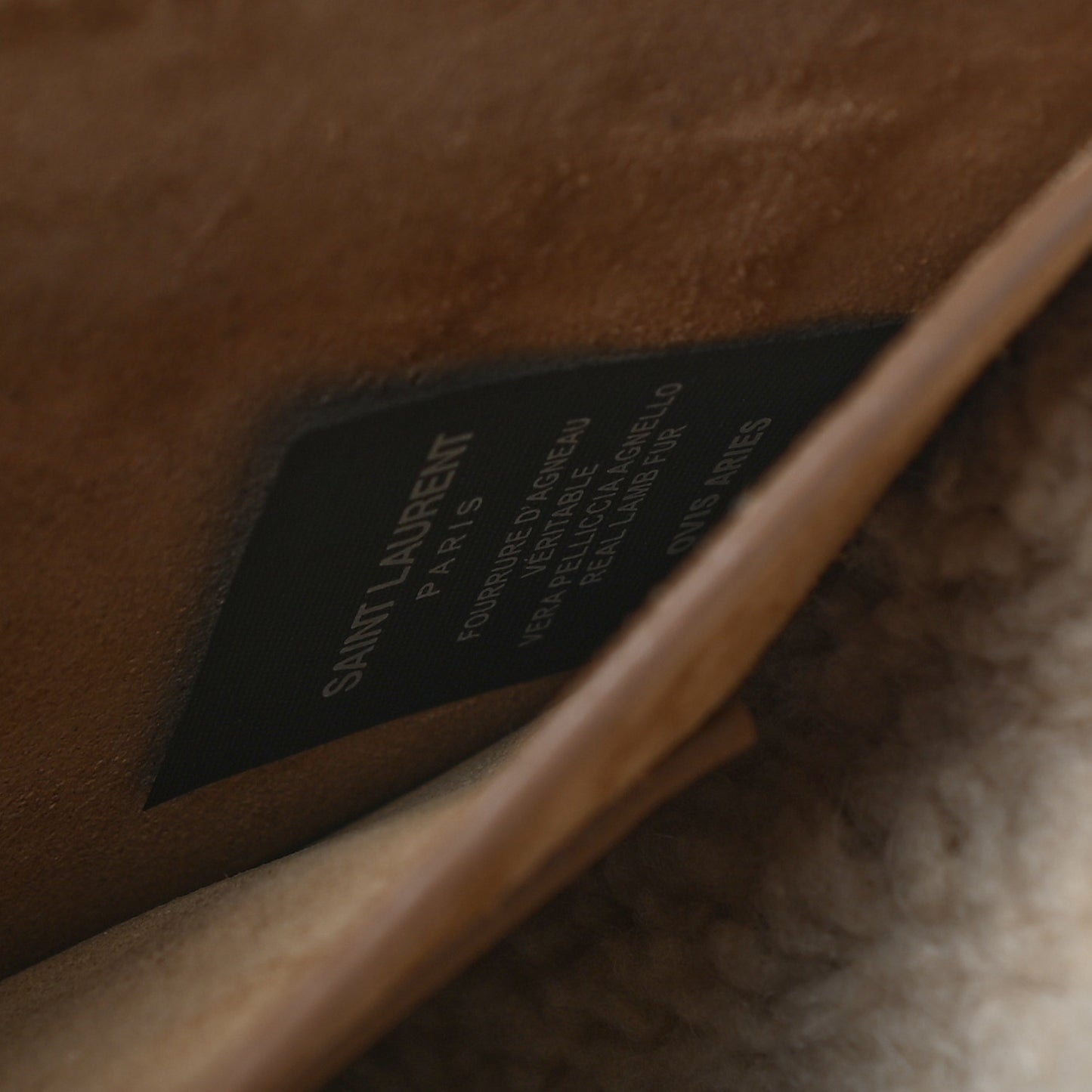 Suede Shearling Small Kaia Satchel Natural Tan