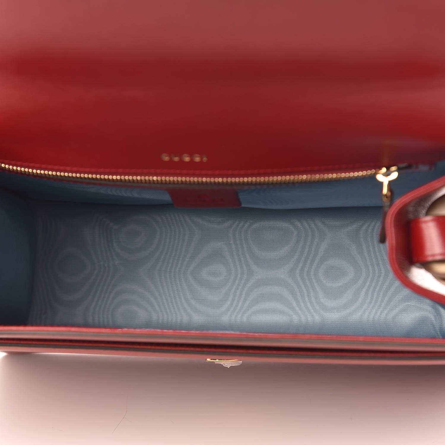 Gucci Textured Calfskin Silk Scarf Medium Torchon GG Ring Shoulder Bag Red 5 of 10