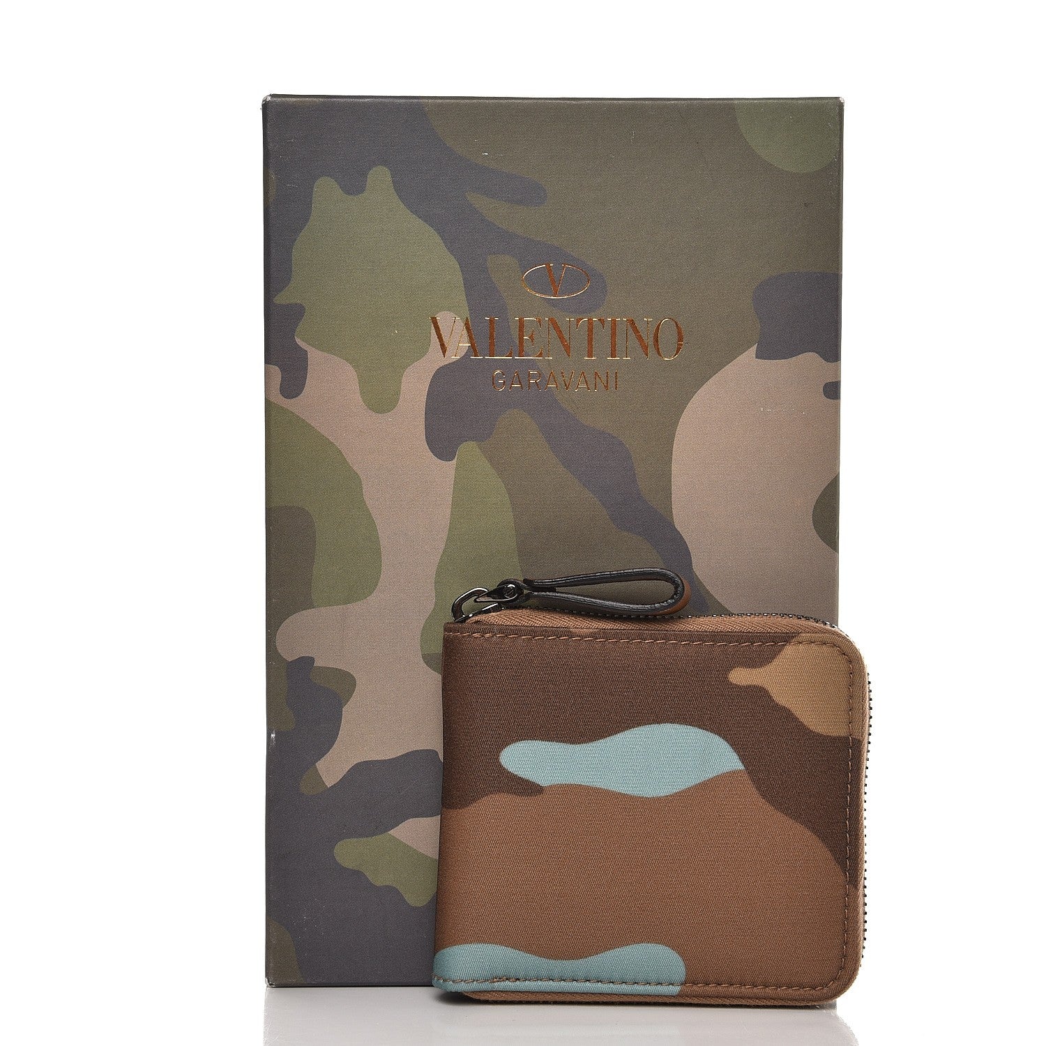 Valentino Garavani Canvas Camouflage Compact Zip Around Wallet Multicolor 7 of 7
