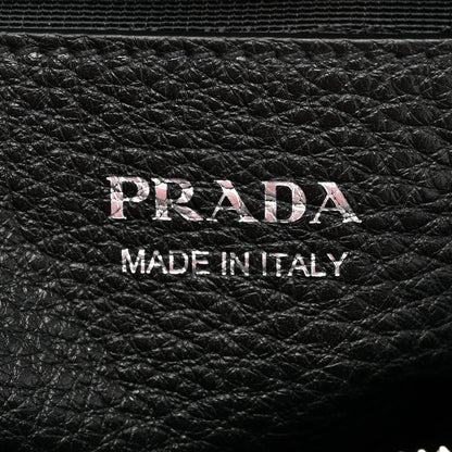 Prada Vitello Daino Soft Medium Double Zip Shoulder Bag Black 7 of 14