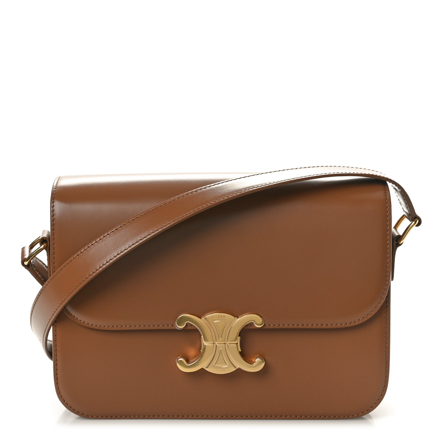 Celine Shiny Calfskin Medium Triomphe Bronze 1 of 11