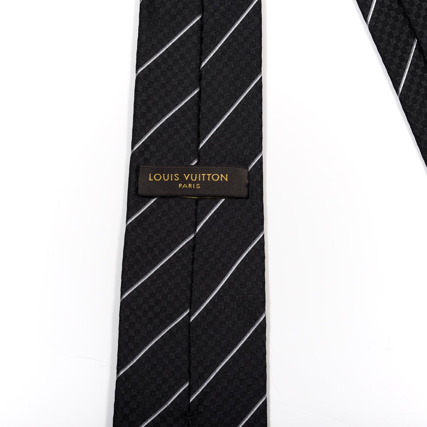 Silk Mens Damier Lines Neck Tie Black