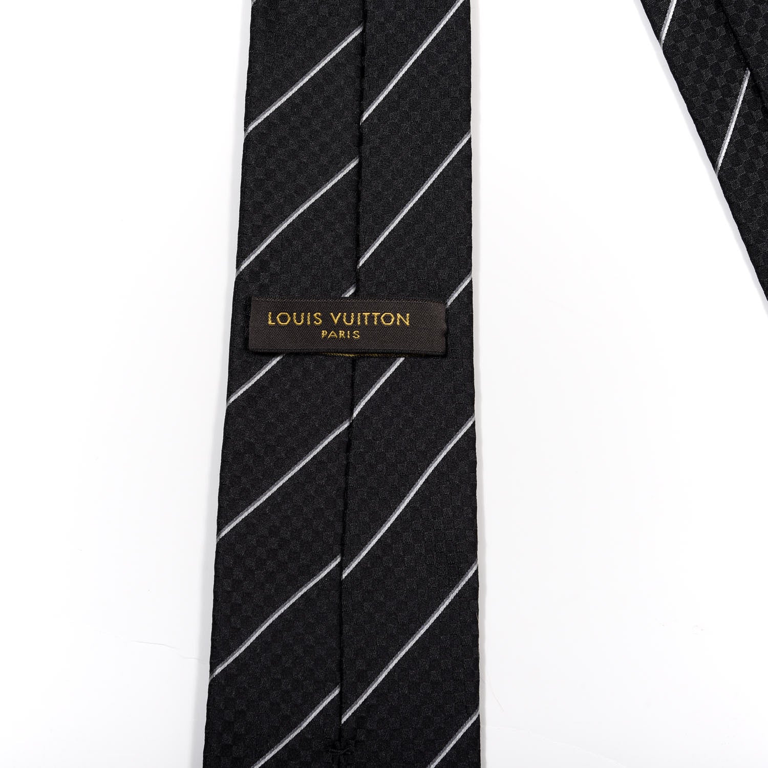 Louis Vuitton Silk Mens Damier Lines Neck Tie Black 2 of 5