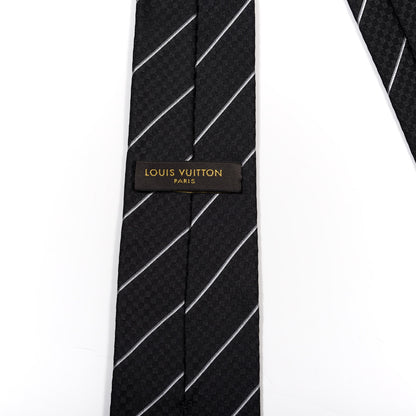 Louis Vuitton Silk Mens Damier Lines Neck Tie Black 2 of 5