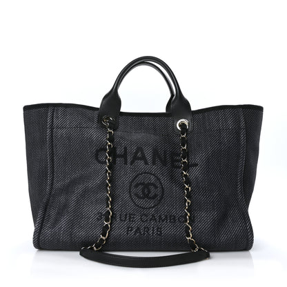 Chanel Denim Medium Deauville Tote Dark Blue 1 of 9