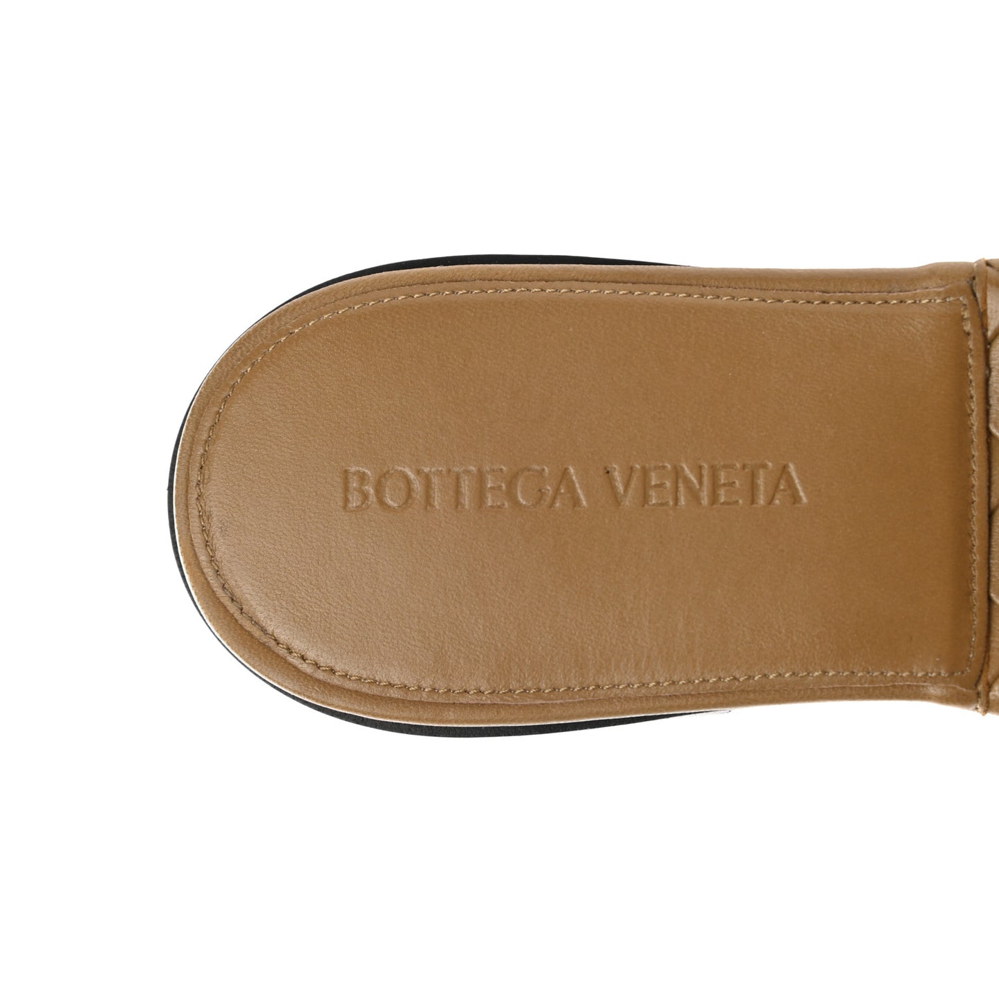 Nappa Maxi Intrecciato Lido Flat Sandals 38 Tan