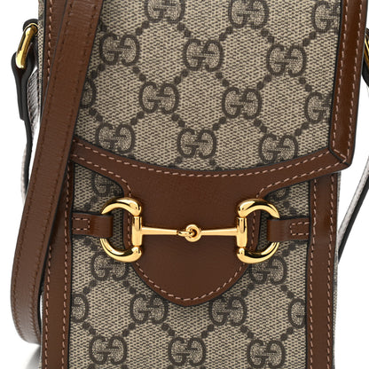 Gucci GG Supreme Monogram Mini Horsebit 1955 Crossbody Bag Beige Brown Sugar 8 of 10
