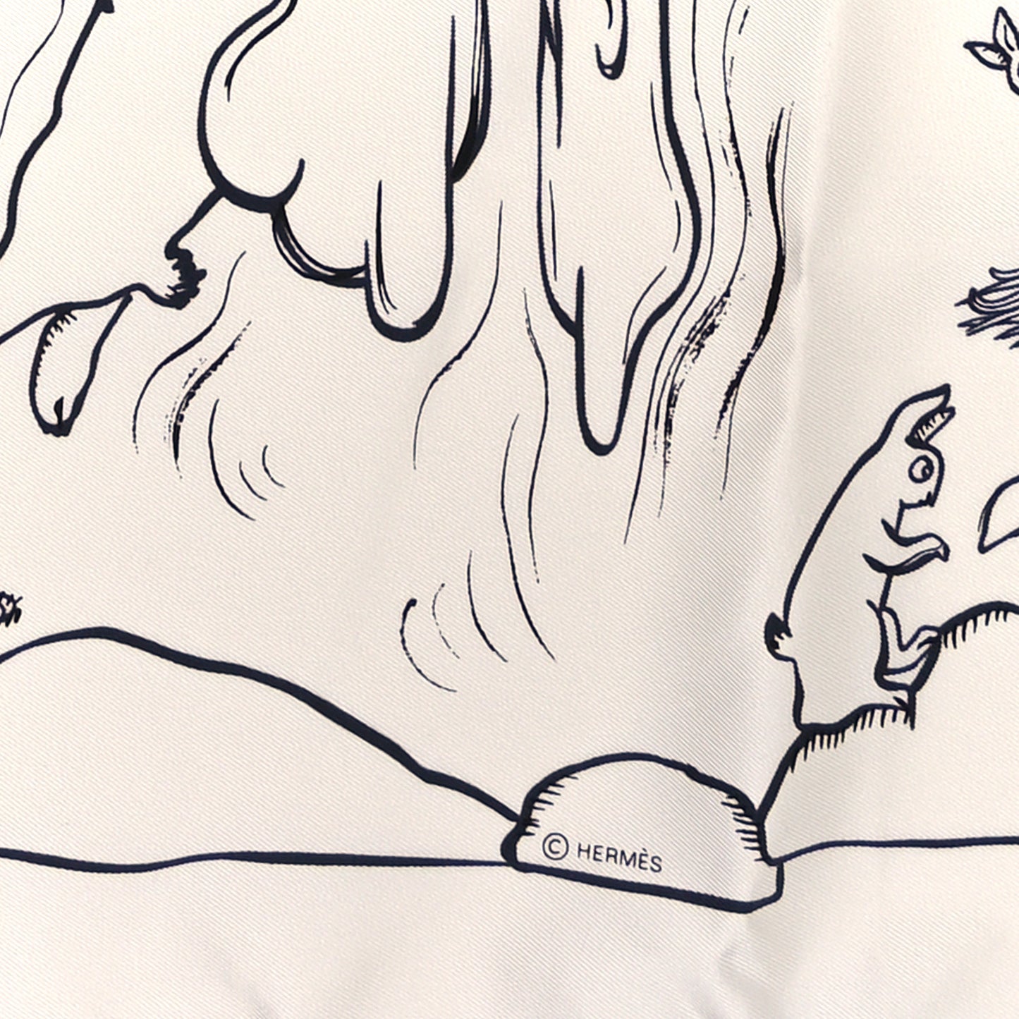 Silk Mille Et Un Lapins Scarf 90 White Black