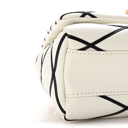 Louis Vuitton Lambskin Malletage Top Handle GO-14 MM White Black 8 of 9