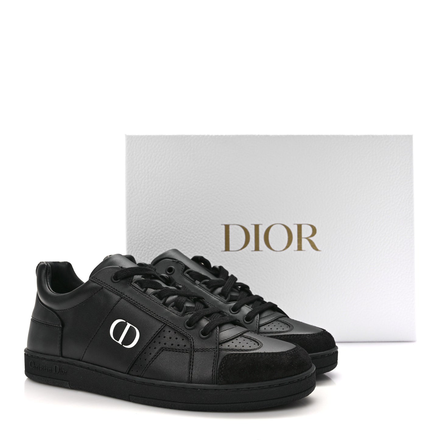 Calfskin Suede Logo Sneakers 36 Black