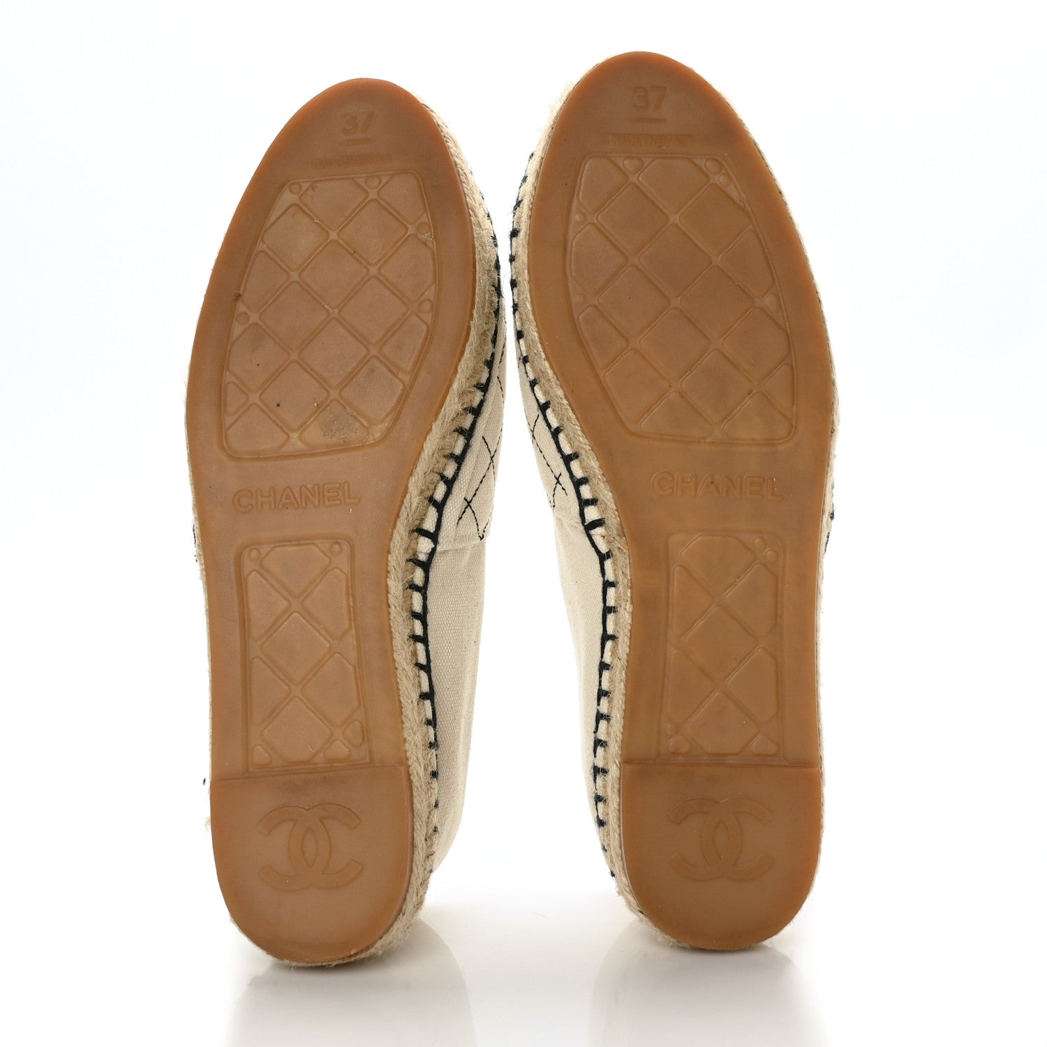 Chanel Fabric Biarritz CC Espadrilles 37 Beige Black 5 of 7