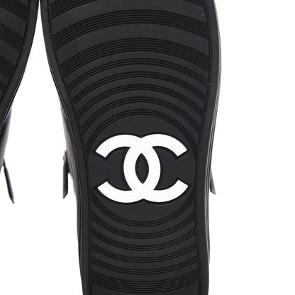 Chanel Calfskin Pearl High Top CC Sneakers 36.5 Black 6 of 10