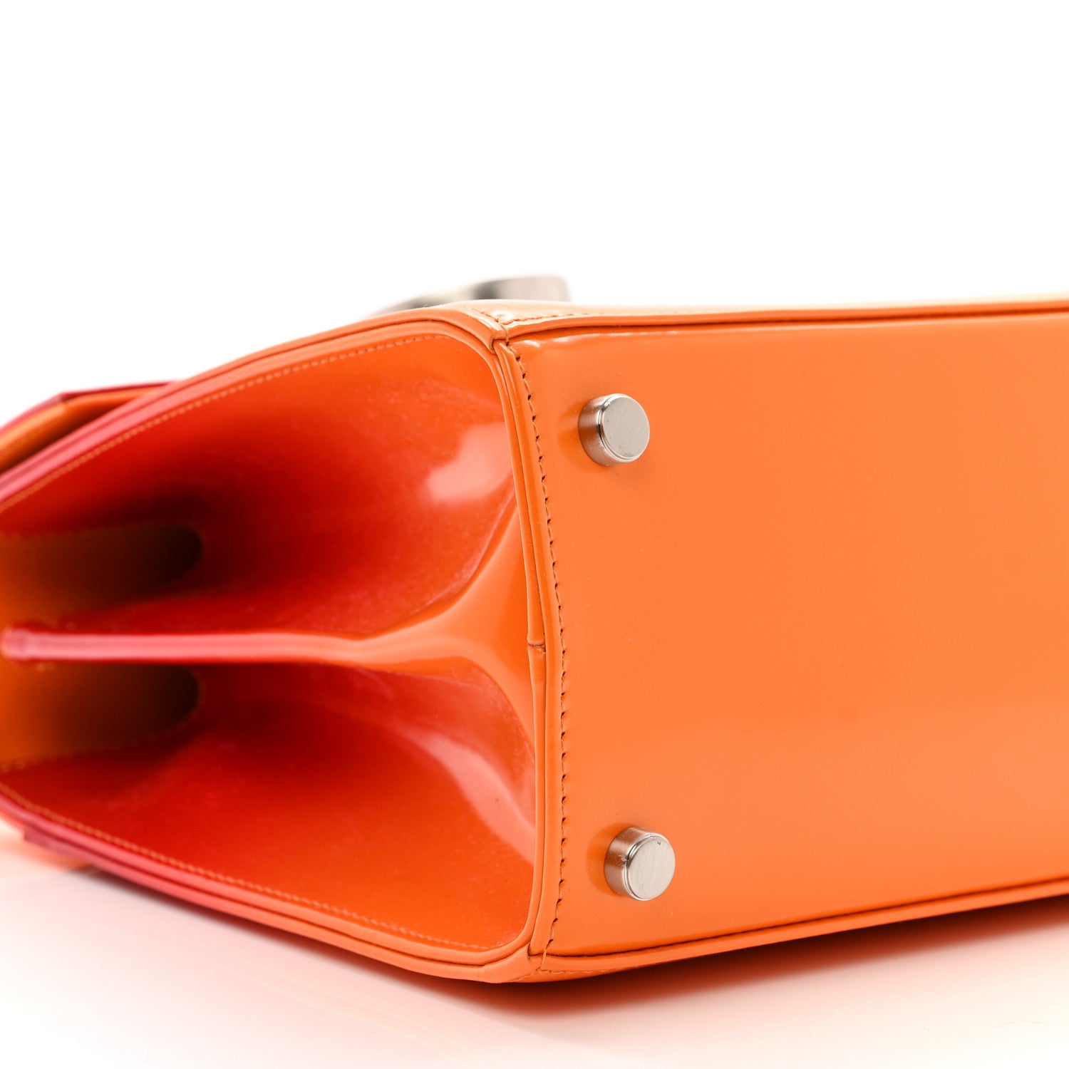 Salvatore Ferragamo Brushed Calfskin Airbrush Small Iconic Top Handle Bag Orange Multicolor 8 of 9