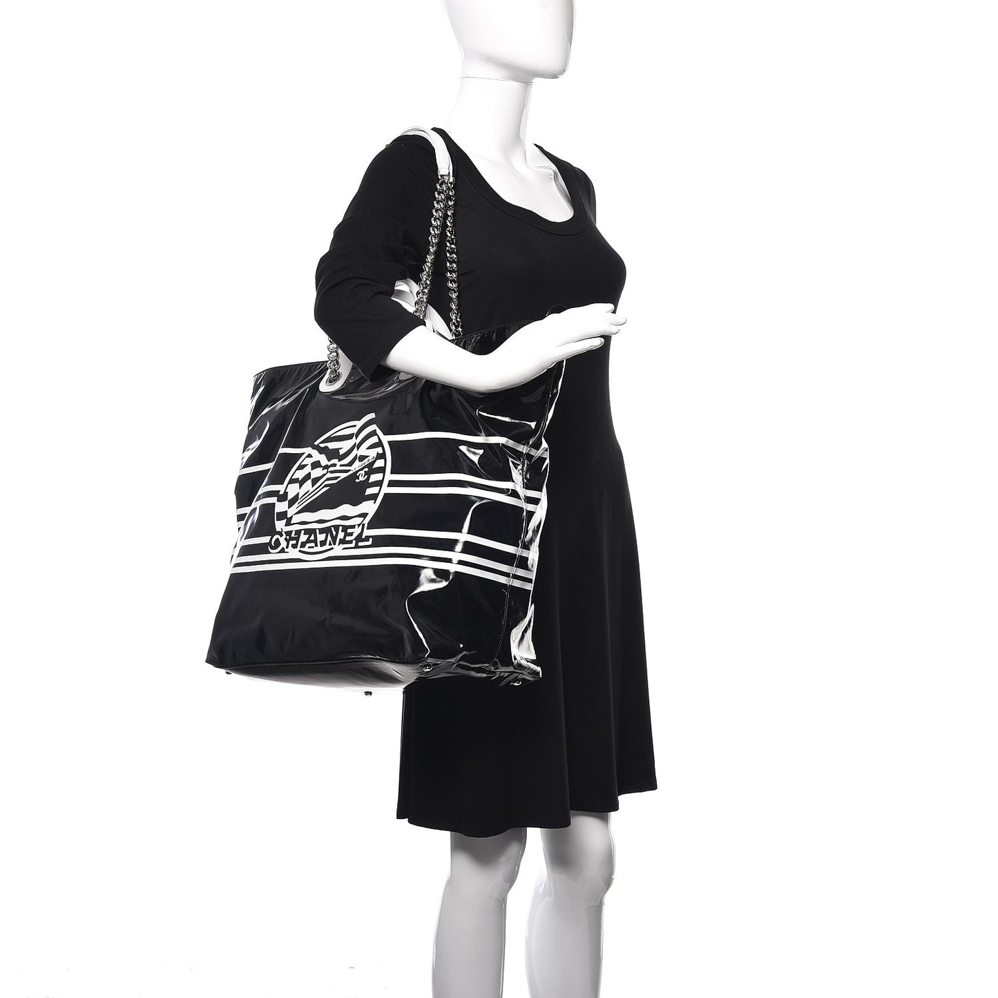 Vinyl Large La Pausa Bay Shopping Bag Black