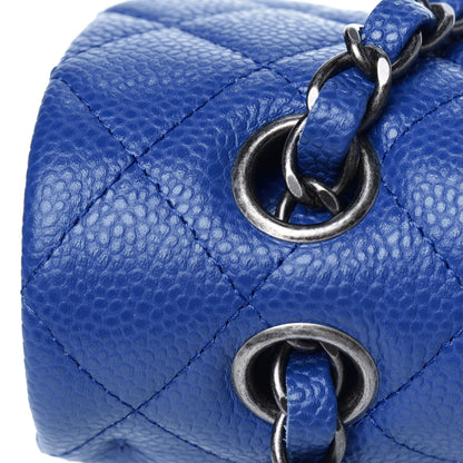 Chanel Caviar Quilted Medium Double Flap Blue 12 of 13