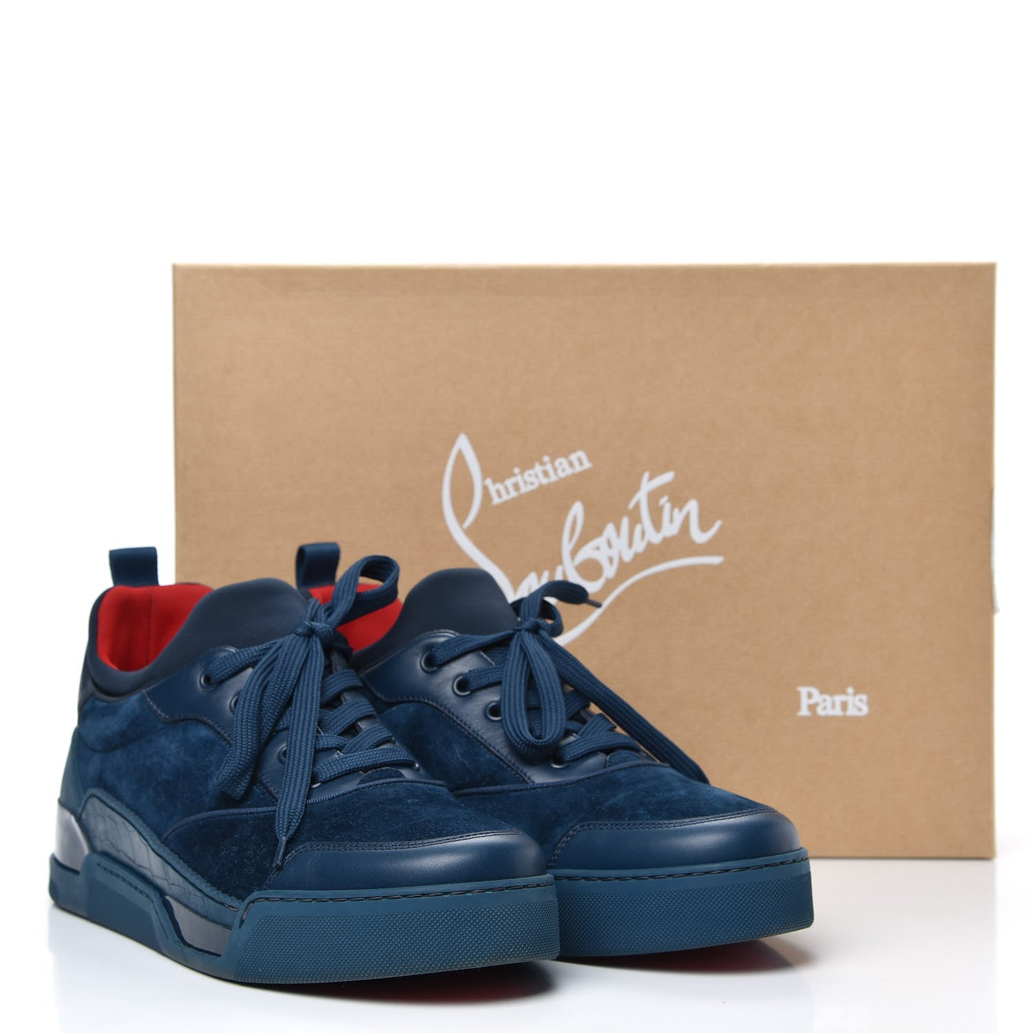 Christian Louboutin Calfskin Neoprene Veau Velours Mens Aurelien Flat Sneakers 42 Quartz 7 of 7
