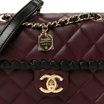 Chanel Lambskin Braided Calfskin Mini Flap Bag Dark Burgundy Black 10 of 12