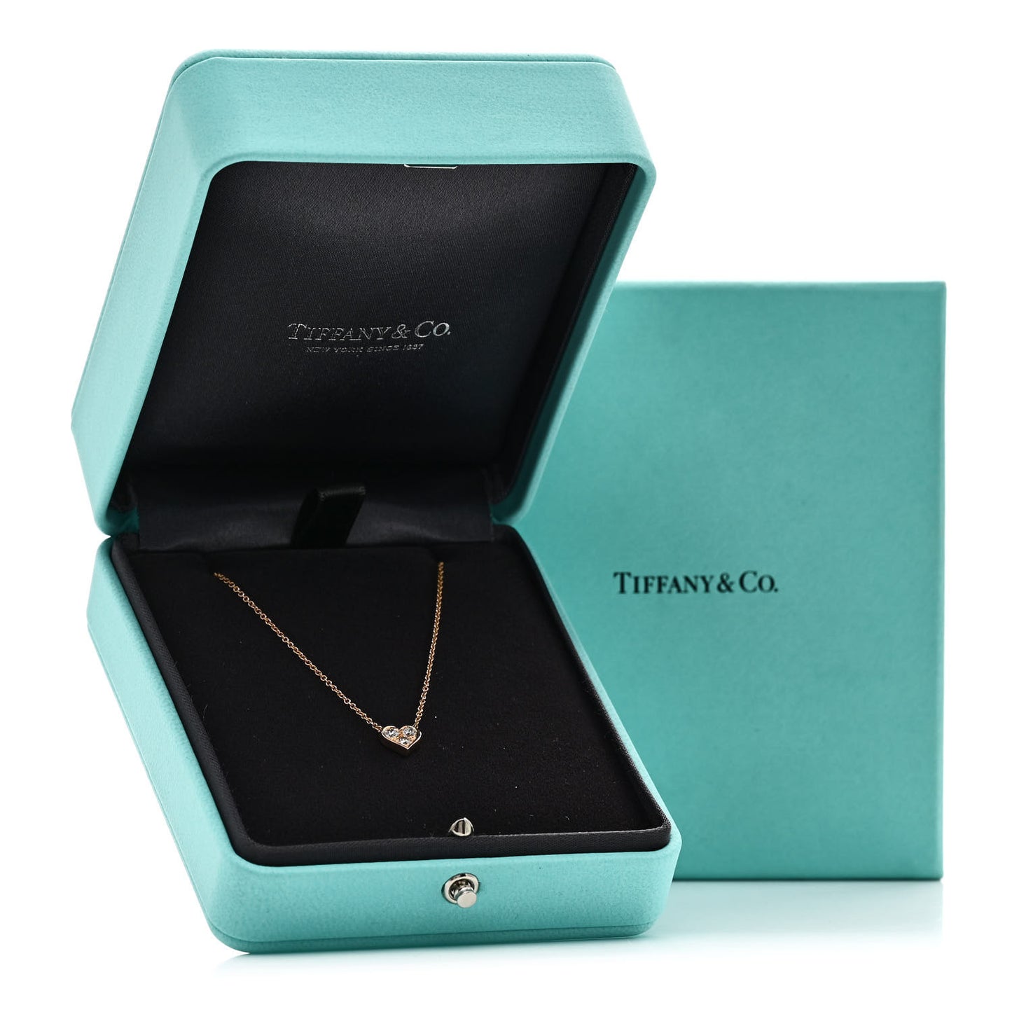 18K Rose Gold Diamond Heart Pendant Necklace