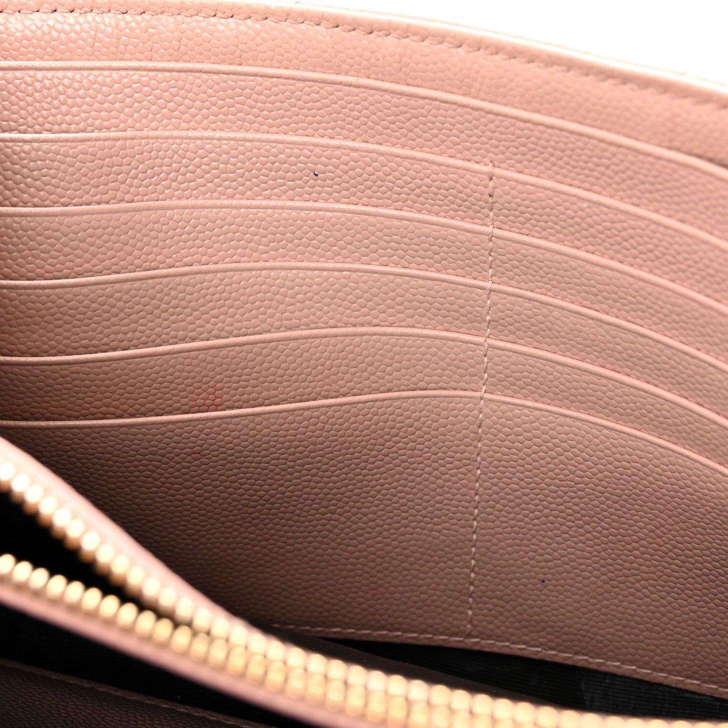 Saint Laurent Grain De Poudre Matelasse Chevron Monogram Chain Wallet Pale Pink 16 of 18