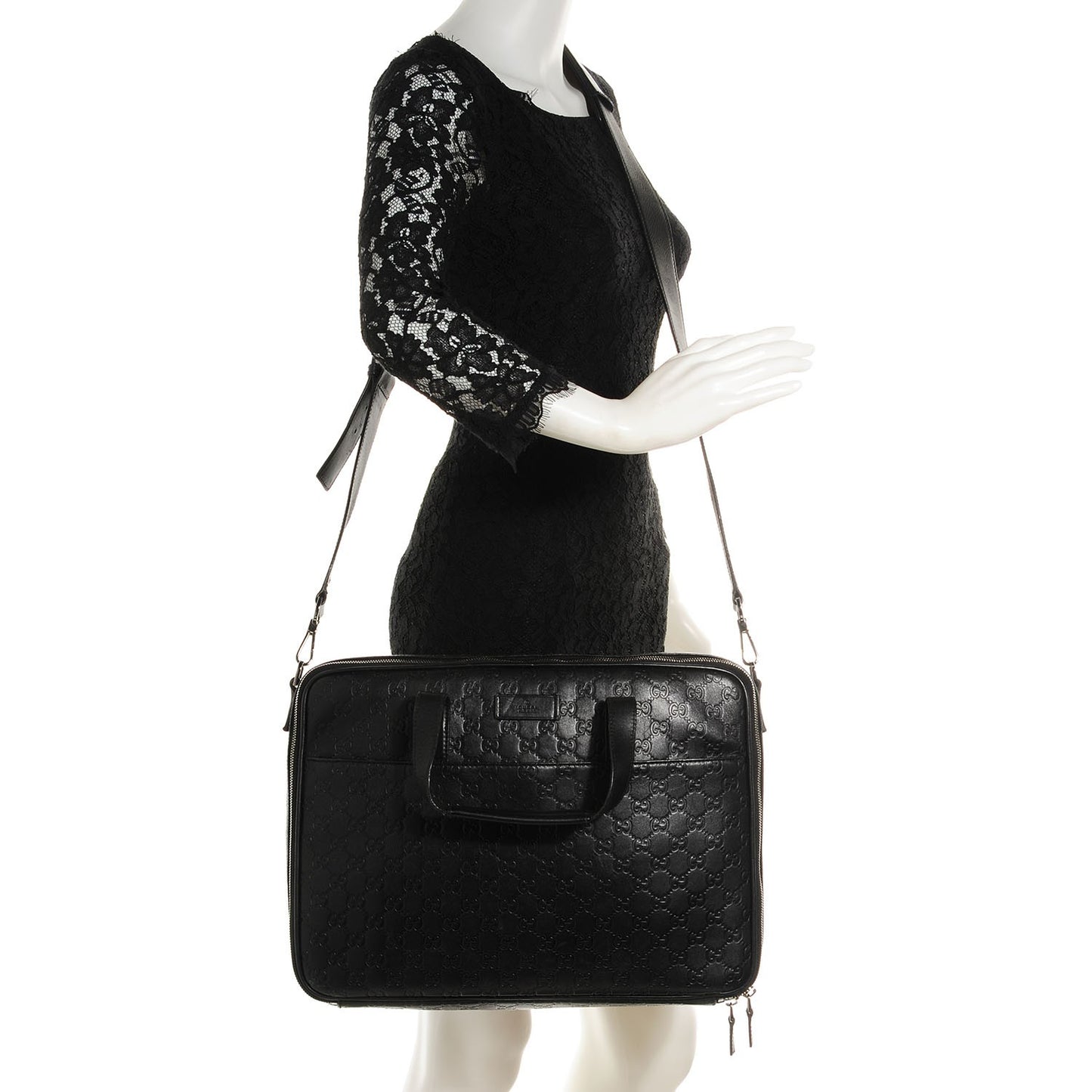 Guccissima Large Laptop Briefcase Black