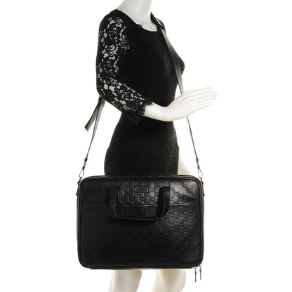 Gucci Guccissima Large Laptop Briefcase Black 2 of 7