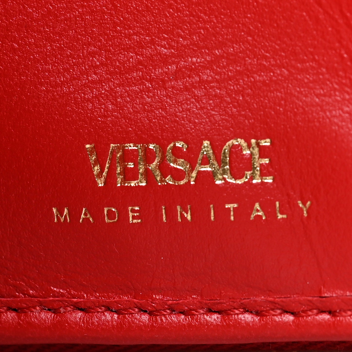 Nappa Quilted Medusa Compact Zip Around Wallet Red
