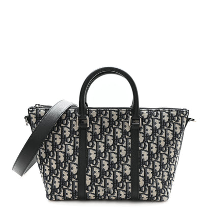 Christian Dior Oblique Jacquard Weekender 25 Blue Black 1 of 12
