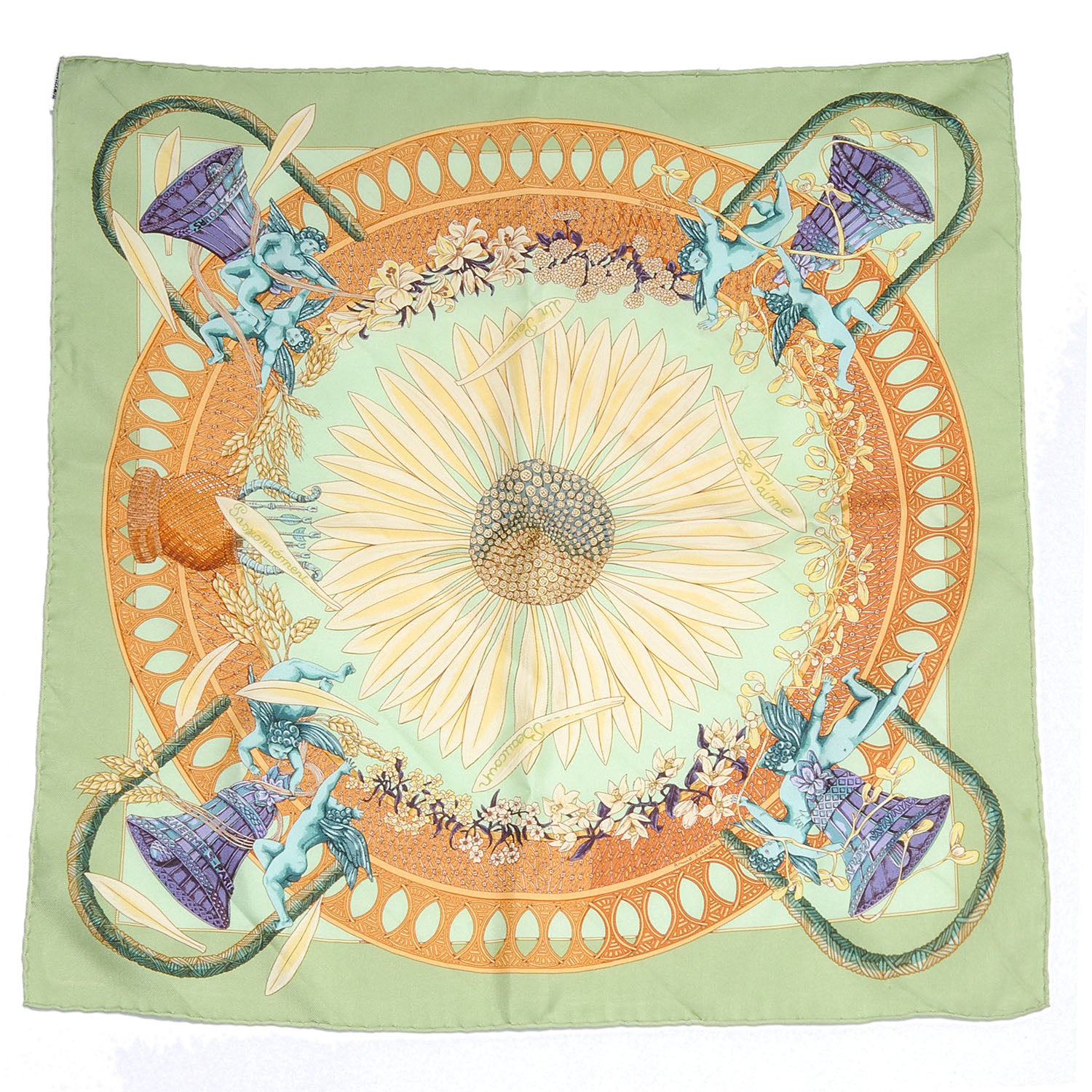 Hermes Silk Le J Aime Pocket Square Scarf 2 of 6