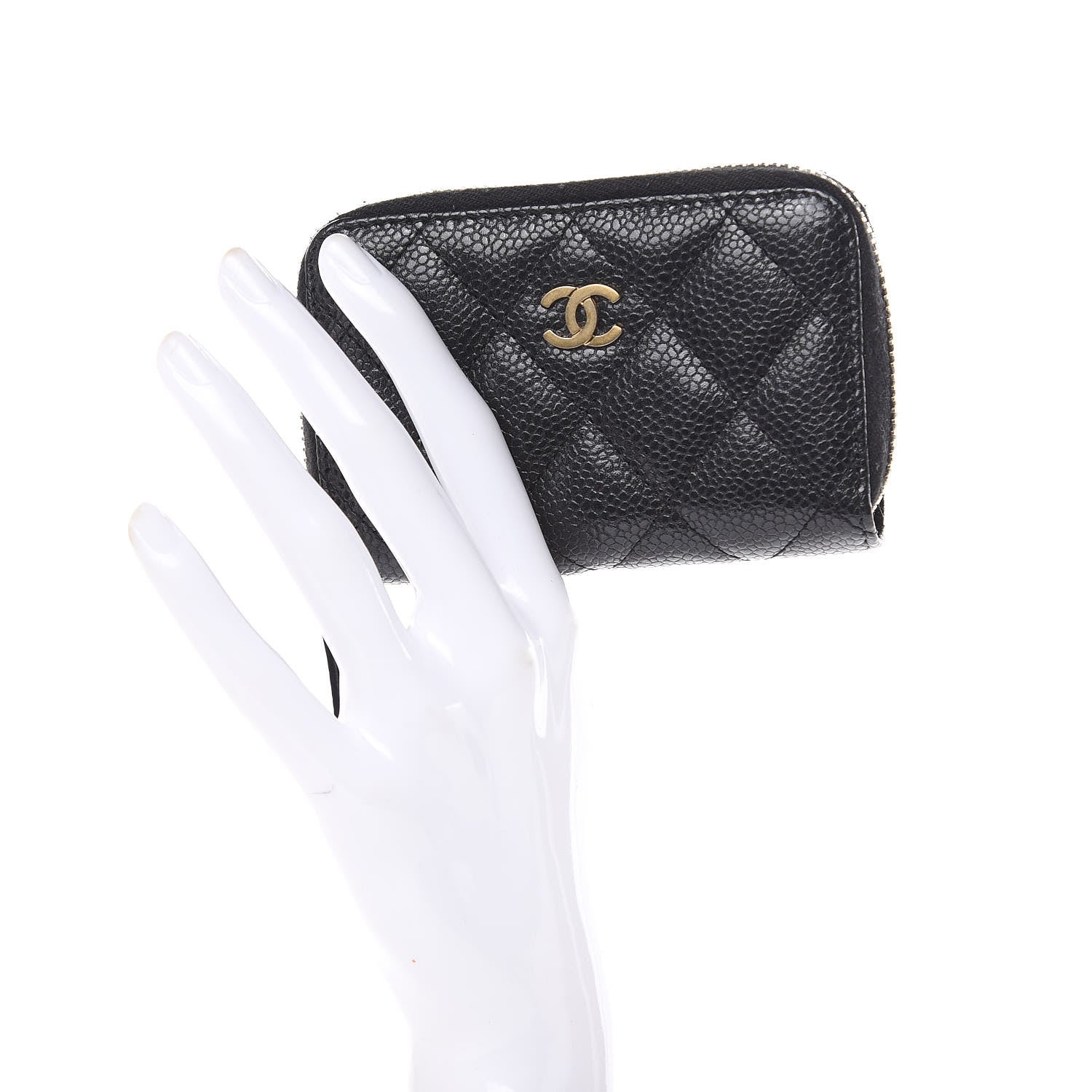 Chanel Caviar Quilted Zip Coin Purse Black 2 of 9