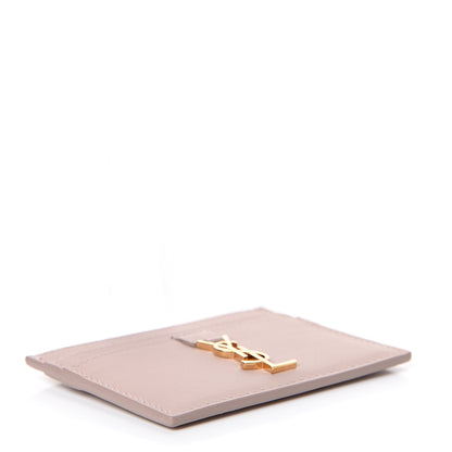 Saint Laurent Calfskin Monogram Credit Card Case Pale Pink 3 of 7