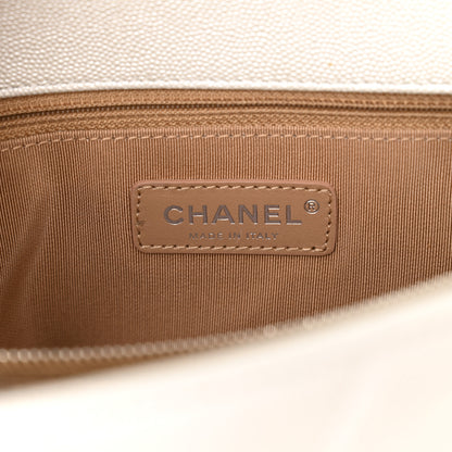 Chanel Iridescent Caviar Chevron Quilted Small Coco Handle Flap White 6 of 11
