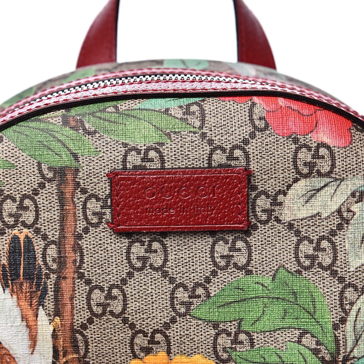GG Supreme Monogram Tian Web Small Day Backpack Beige Multicolor Red