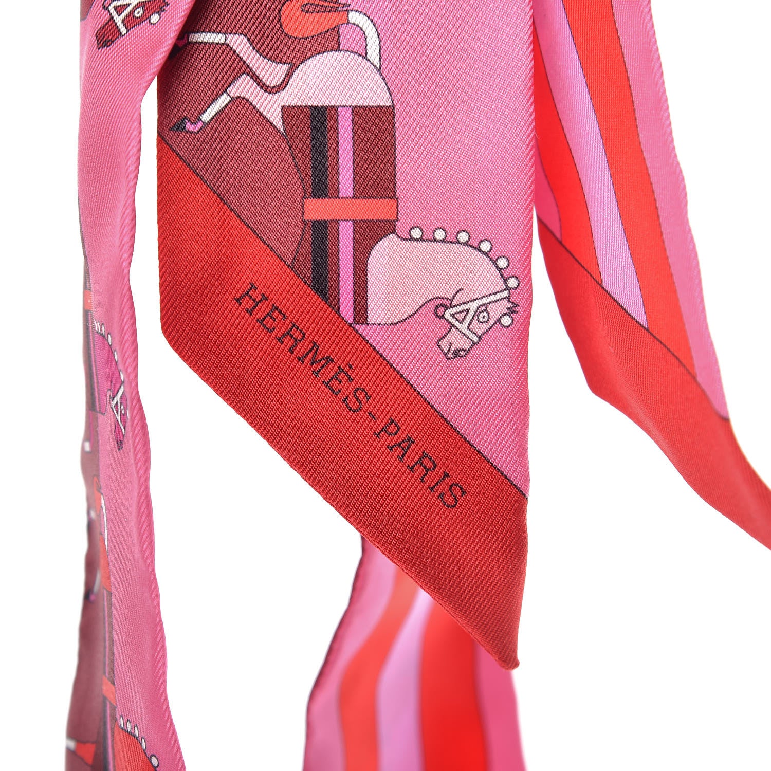 Hermes Silk Rocabar Twilly Rose Vif Bordeaux 5 of 5